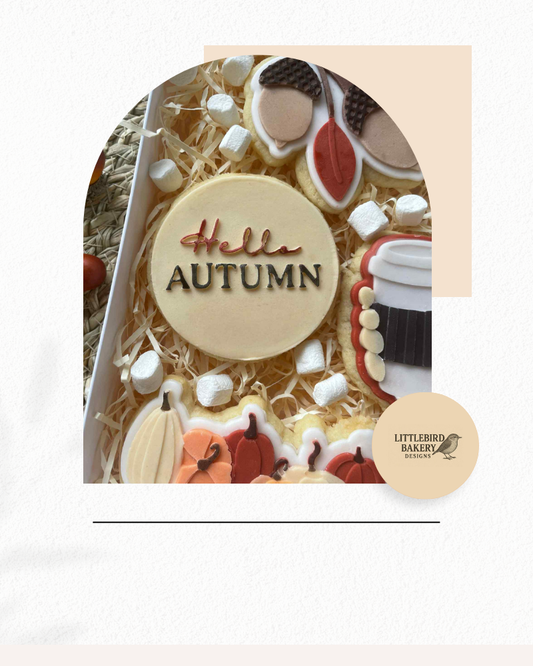Hello autumn cookie cutter and stamp