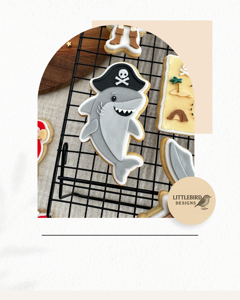 Shark with pirate hat cookie cutter and stamp