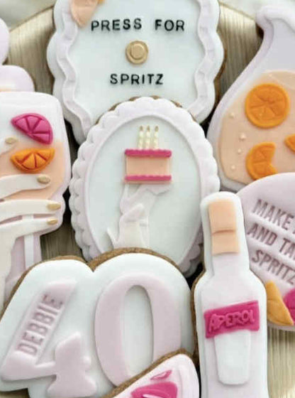 Legs with birthday cake cookie cutter and stamp