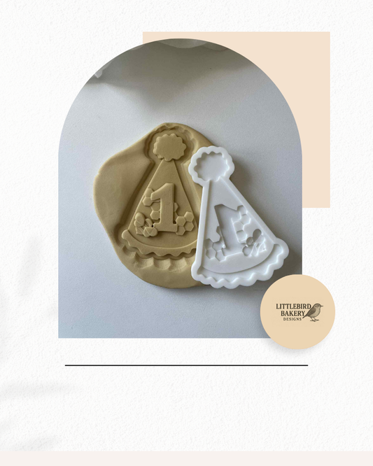 Bee Party hat cookie cutter and stamp