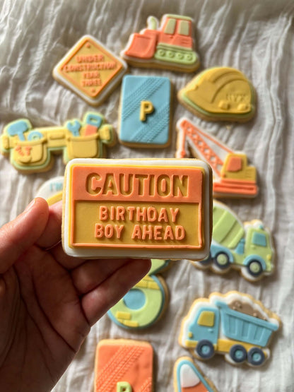 Caution birthday boy - Cookie Cutter & Stamp