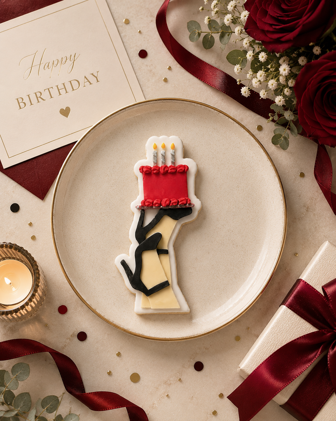 Legs With Birthday Cake - Cookie Cutter & Stamp