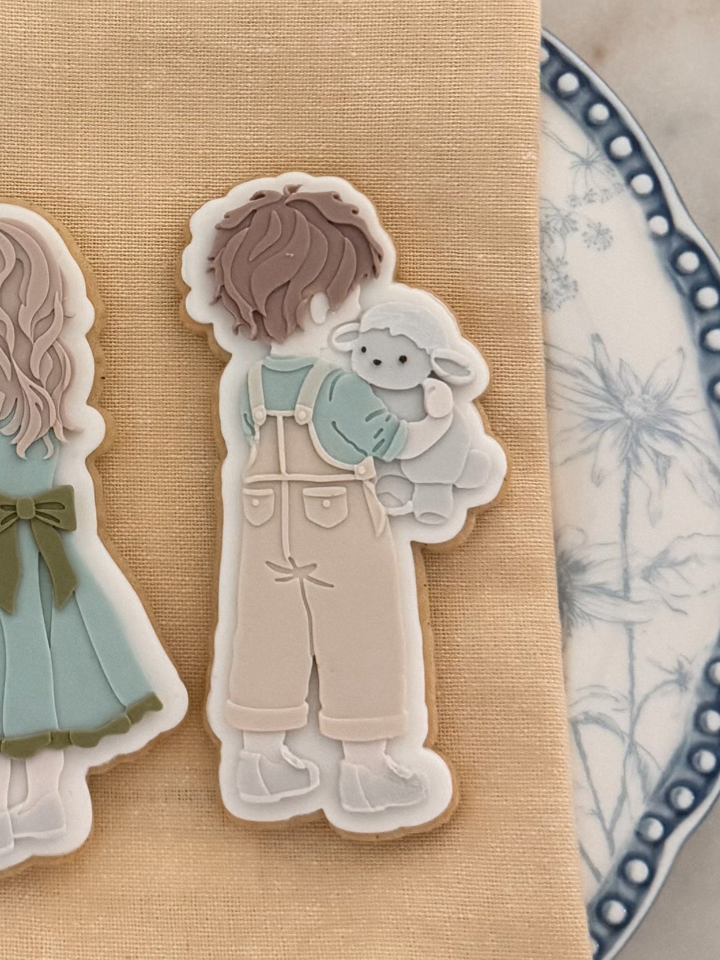 Boy hugging lamb - Cookie Cutter & Stamp