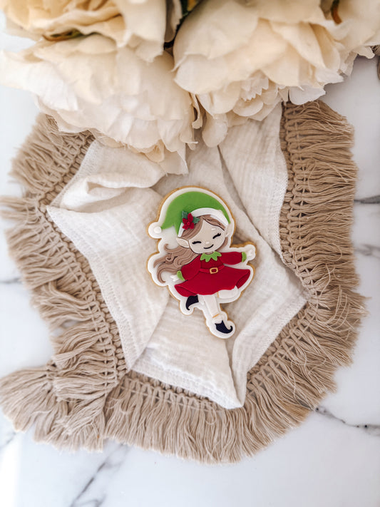 Girl elf cookie cutter and stamp