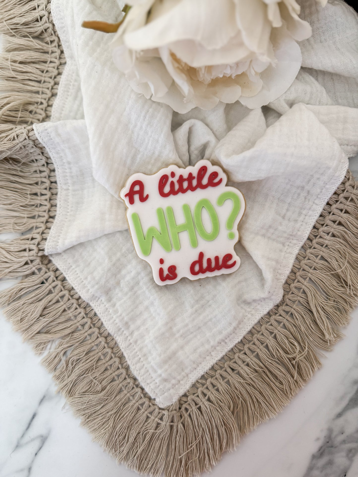 A who is due cookie cutter and stamp