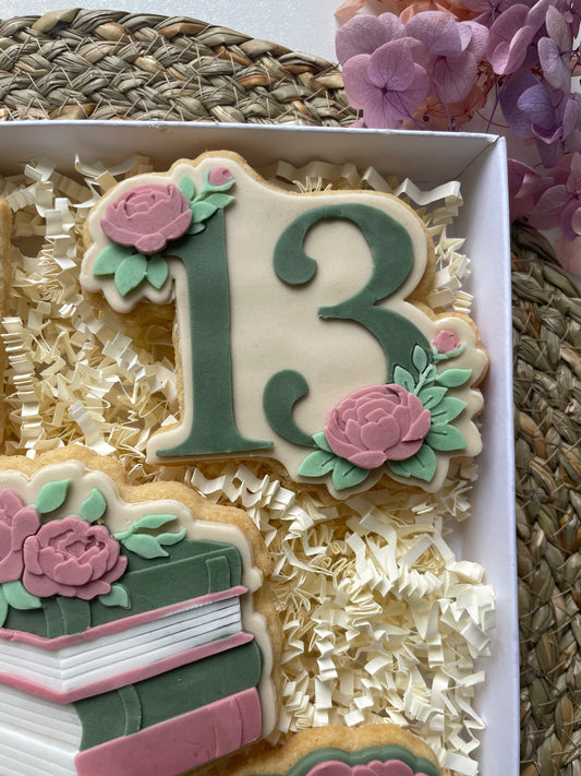 13 with peony's - Cookie Cutter & Stamp