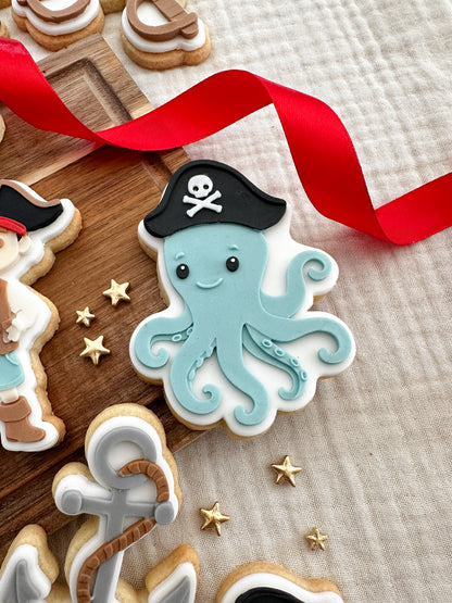 Octopus With Pirate Hat Cookie Cutter & Stamp