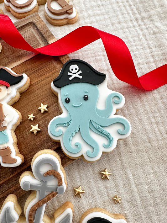 Octopus With Pirate Hat Cookie Cutter & Stamp