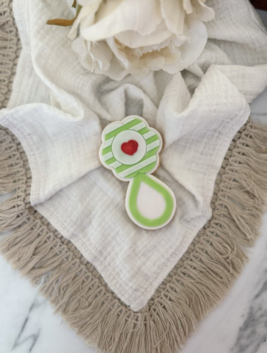 Stripy Baby Rattle cookie cutter and stamp