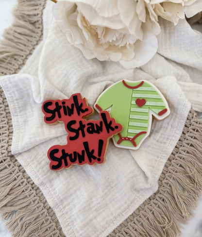Stripy baby grow cookie cutter and stamp