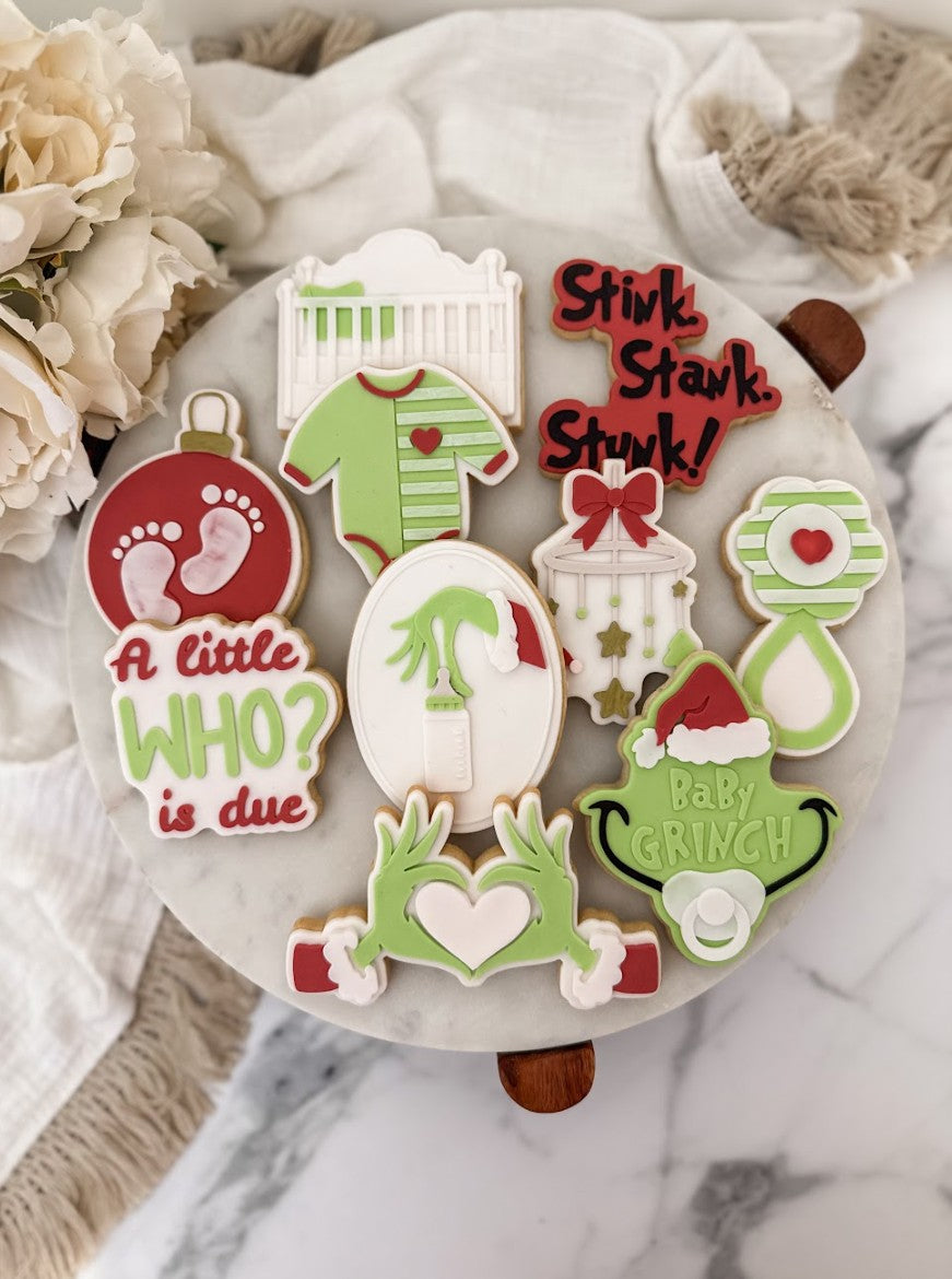 Grinch sign cookie cutter and stamp