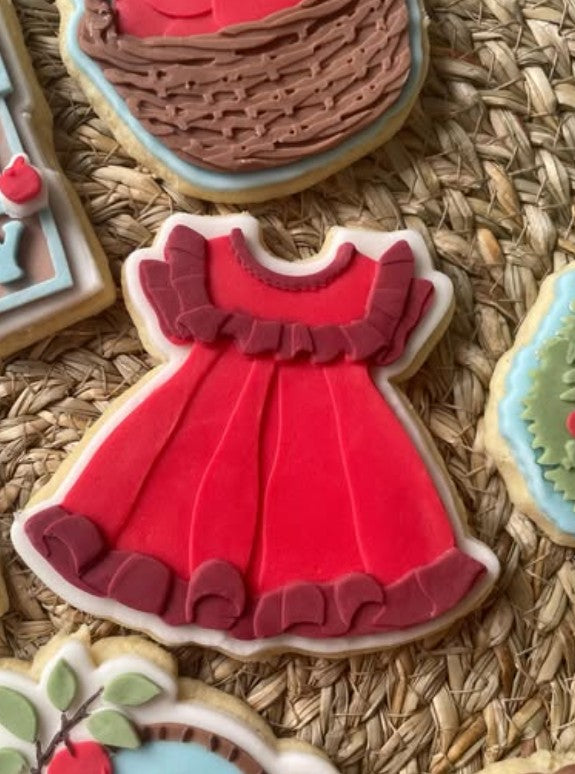 Frilly dress cookie cutter and stamp