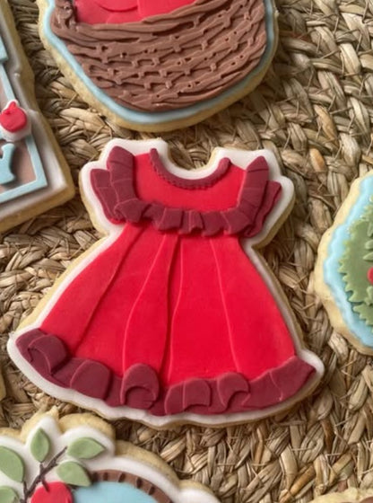 Frilly dress cookie cutter and stamp