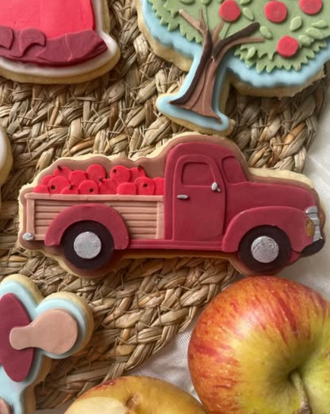 Truck with apples cookie cutter and stamp