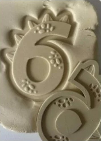 Dino Number 6 cookie cutter and stamp