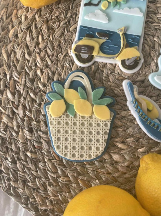 Lemons In Rattan Bag Cookie Cutter & Stamp