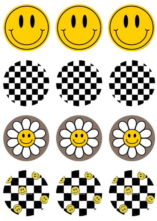 Smiley Cupcake toppers - set of 12