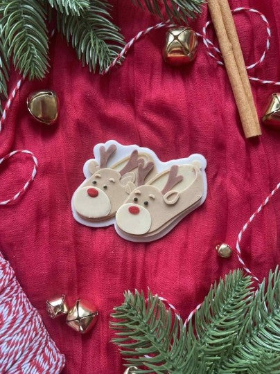 Reindeer slippers cookie cutter and stamp