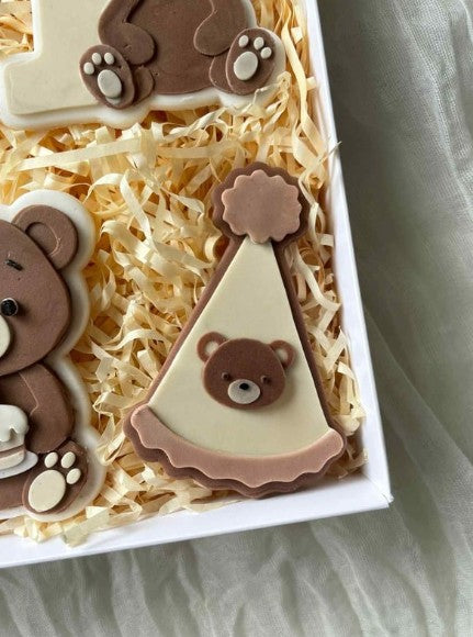 Bear party hat  cookie cutter and stamp