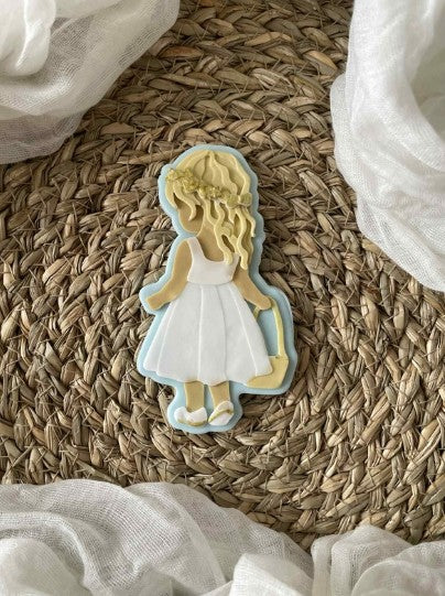 Flower girl cookie cutter and stamp