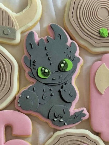 Cute black dragon cookie cutter and stamp