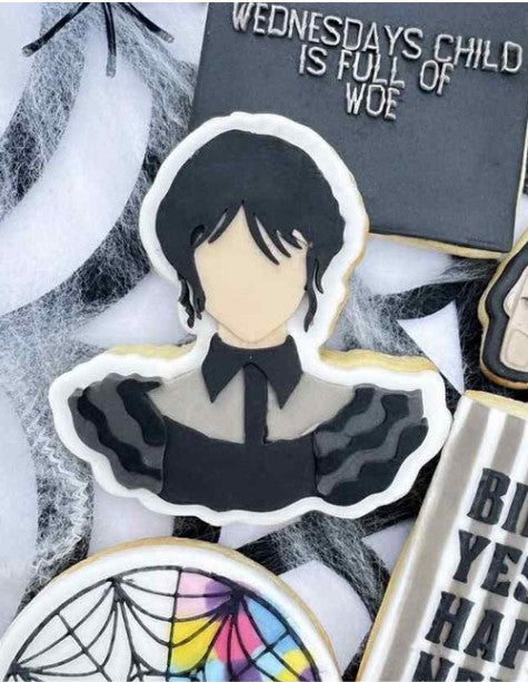 Wednesday addams cookie cutter and stamp