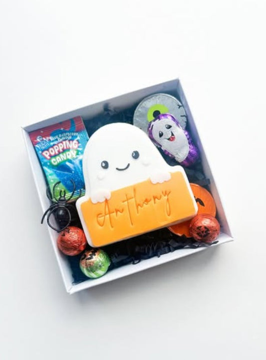 Ghost name plaque cookie cutter and stamp