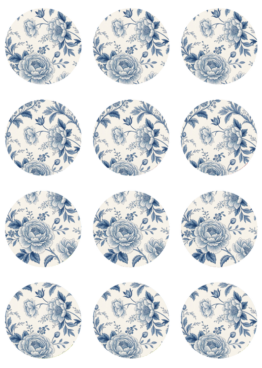 Toile Cupcake toppers - set of 12