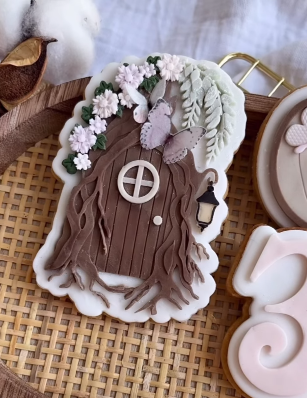Tree trunk fairy door  cookie cutter and stamp