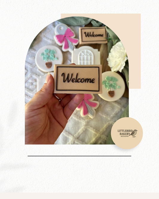Welcome mat cookie cutter and stamp