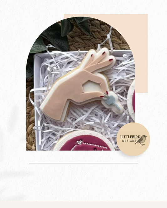 Hand with keys cookie cutter and stamp