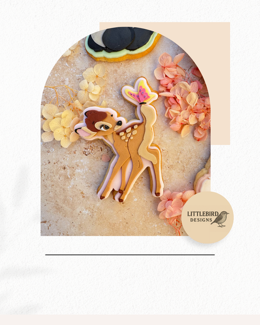 Deer with butterfly cookie cutter and stamp