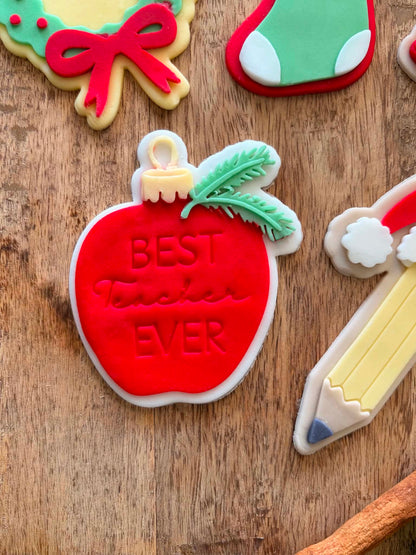 Best Teacher Apple Bauble - Cookie Cutter & Stamp
