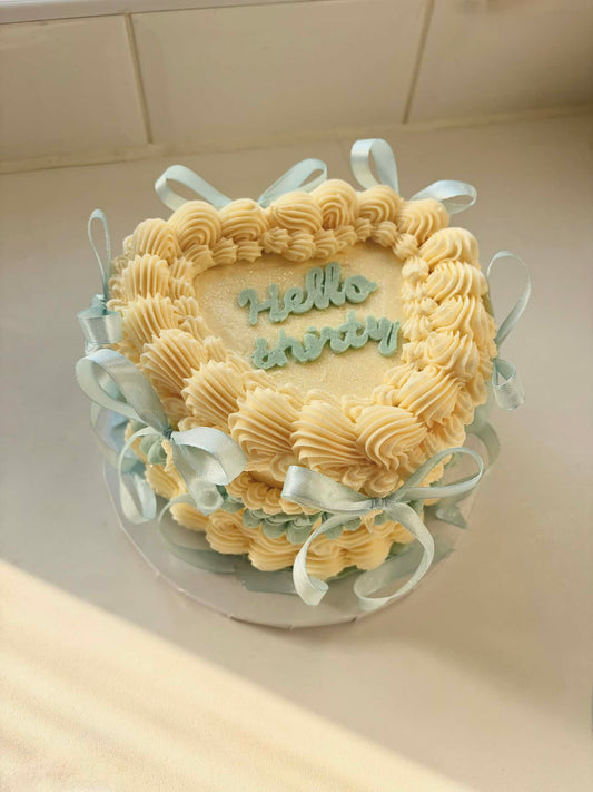 Blue and white Vintage Heart cake