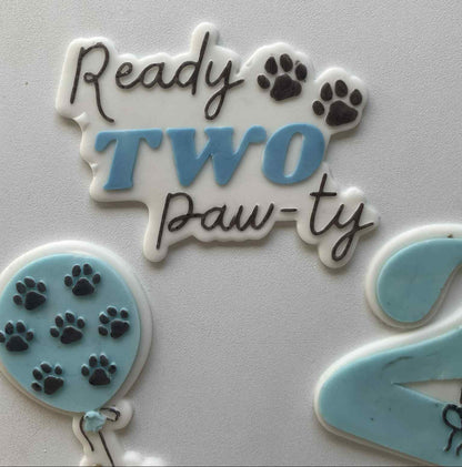 Ready Two Pawty cookie cutter and stamp