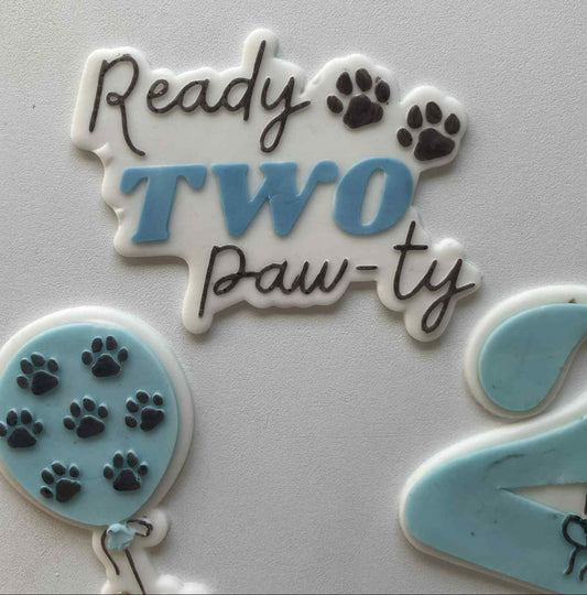 Ready Two Pawty cookie cutter and stamp
