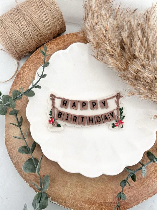 Woodland happy birthday banner - Cookie Cutter & Stamp