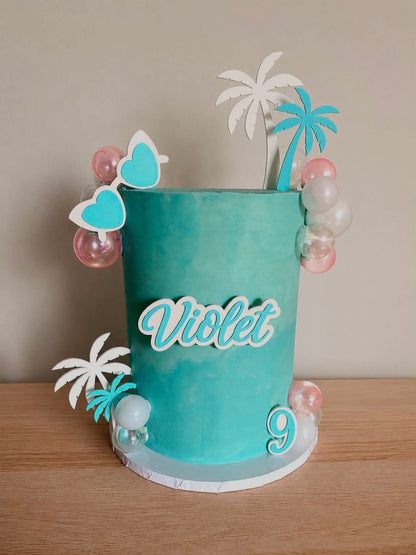 Beach themed toppers for 5' cake - Cupcake toppers