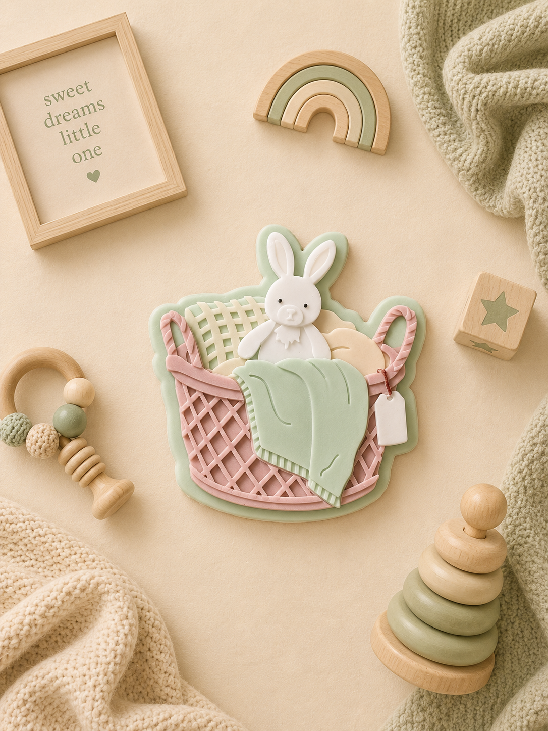 Basket with rabbit - Cookie Cutter & Stamp