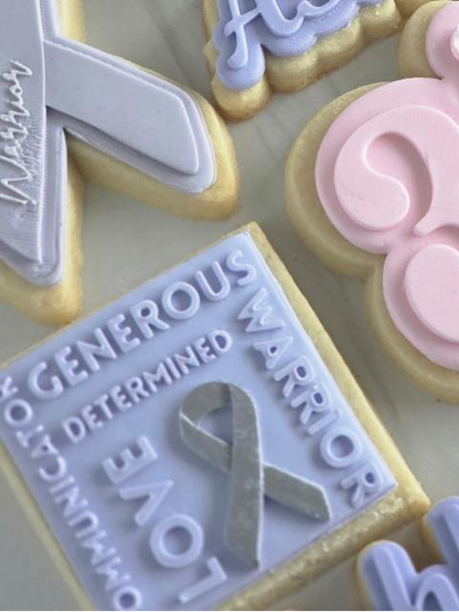 Cancer ribbon with writing - Cookie Cutter & Stamp