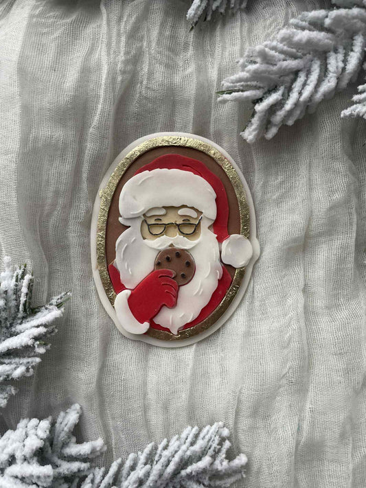 Framed Vintage Santa Cookie Cutter & Stamp