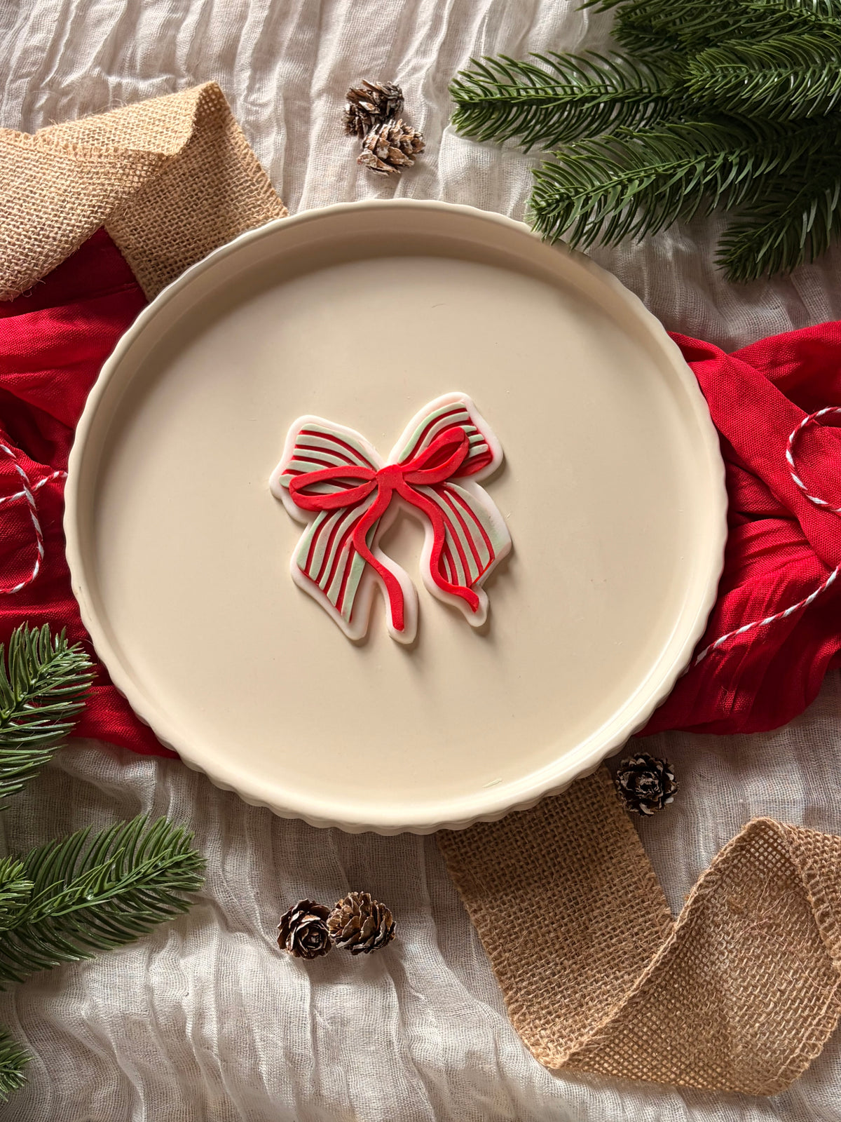 Striped double bow - Cookie Stamp & cutter