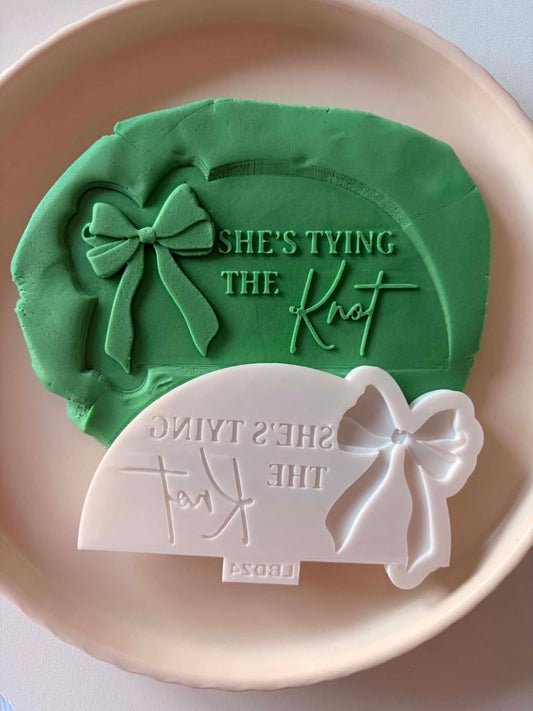 Shes tying the Knot semi circle - Cookie Cutter & Stamp
