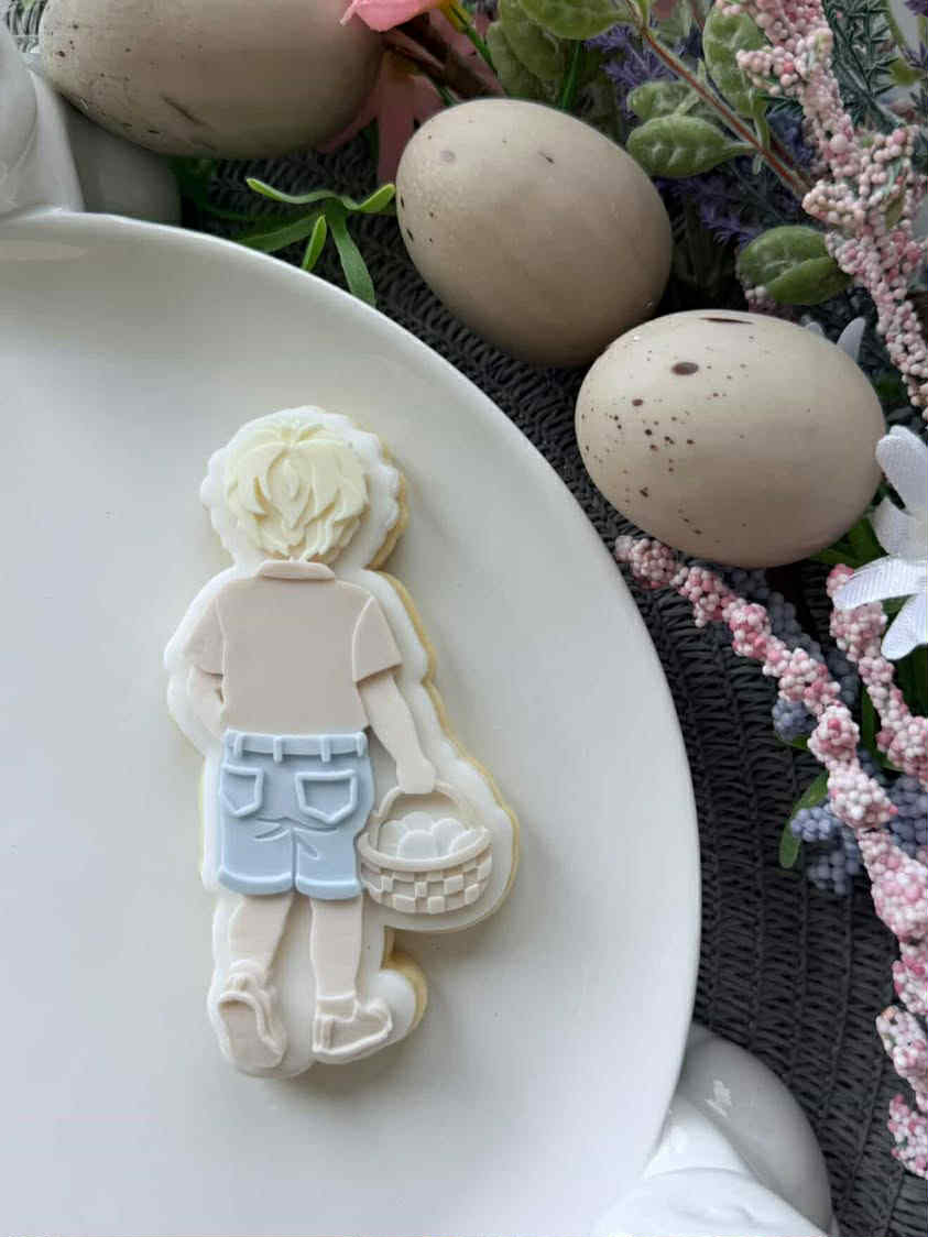 Boy with easter basket - Cookie Cutter & Stamp