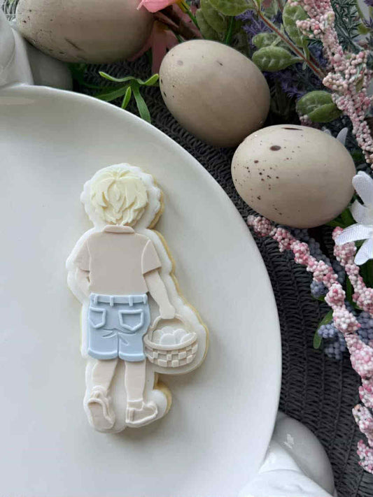 Boy with easter basket - Cookie Cutter & Stamp