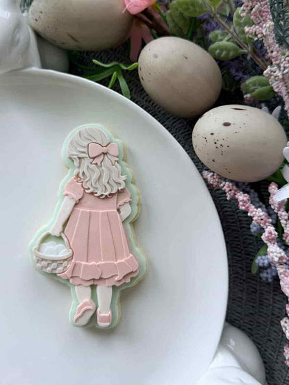 Girl with easter basket - Cookie Cutter & Stamp