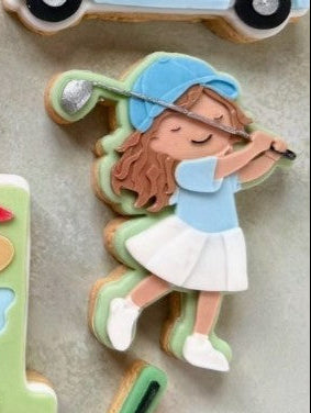 Golf girl cookie cutter and stamp