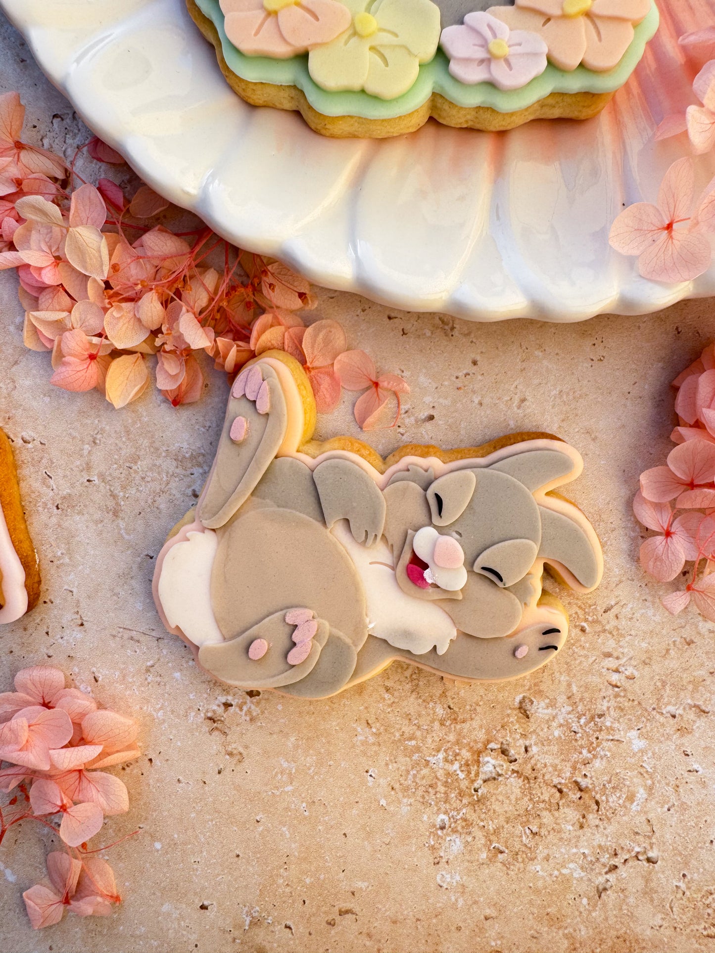 Bunny on back cookie cutter and stamp