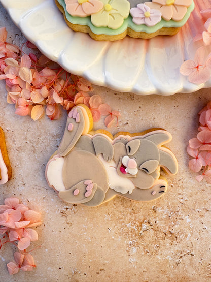 Bunny on back cookie cutter and stamp
