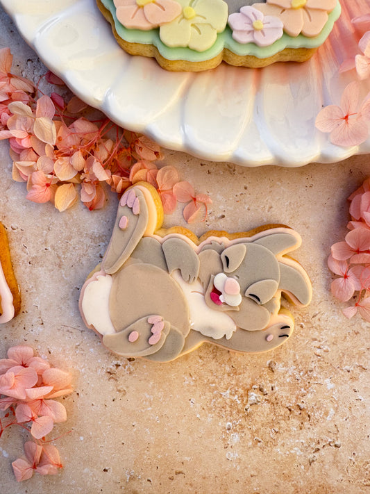 Bunny on back cookie cutter and stamp